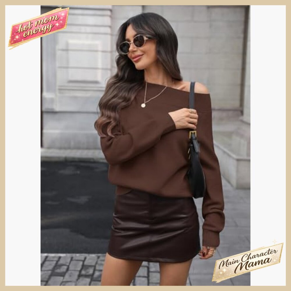 Off Shoulder Pullover Sweater Soft Cozy Long Slee… - image 4